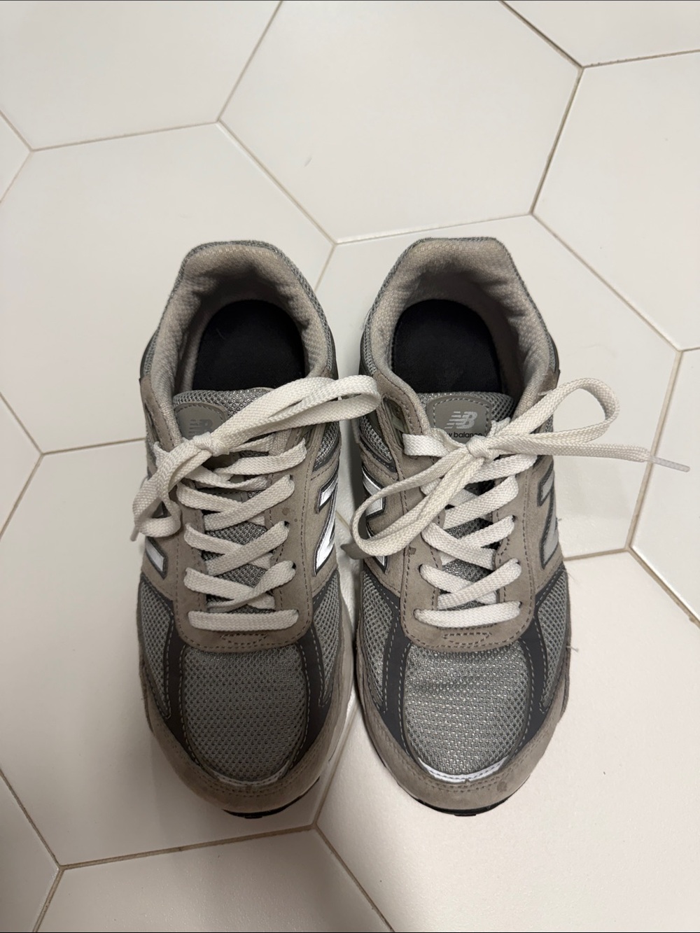 Kids New Balance Gray and White Athletic Running Shoes